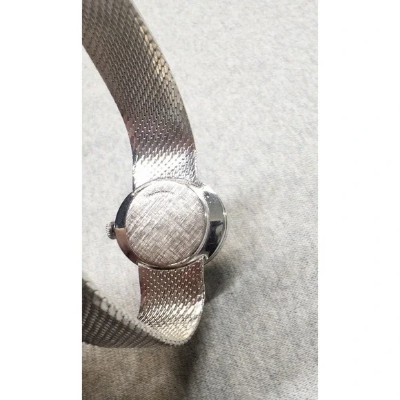 Vtg Fantasia Womens Swiss Movement Watch Silver Tone 28mm Black Oval Dial 1970's - Picture 8 of 10